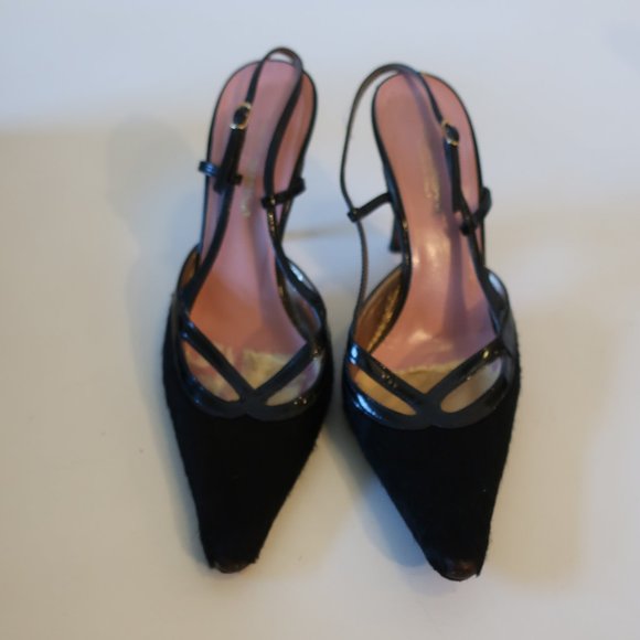 Womens D&G Dolce & Gabbana Black Pointy Leather Slingbacks 38.5 US/8.5 * - Picture 2 of 16